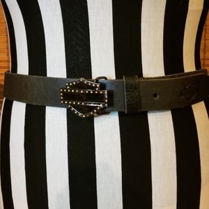 Harley Davidson Crystal Shield Logo Leather Belt